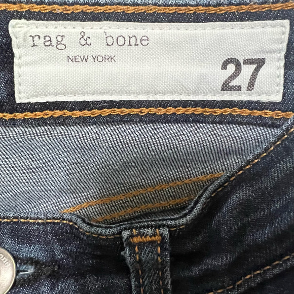 Rag & Bone Womens Ultra High Rise Ankle Skinny Jeans Blue Distressed Zipper 27 - Picture 9 of 10